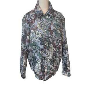 NWT ZARA Medium Blue Floral Tapestry Shacket